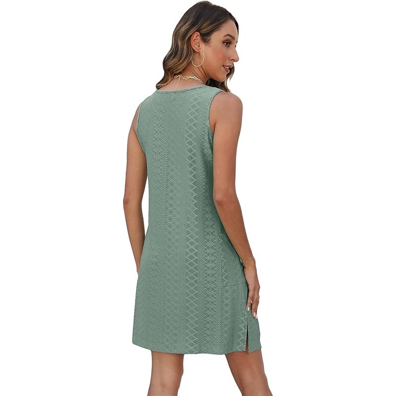 BKRIVE Coverup Summer Dresses for Women 2025 Eyelet Casual Loose Sleeveless Sundresses Tank Dresses with Pockets - Image 5