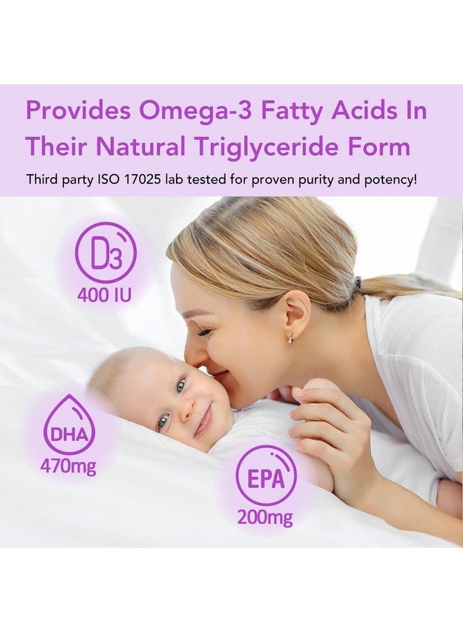 Premom زيت السمك DHA قبل الولادة من بريموم: أوميغا 3 ثلاثي الجليسريد مع 470 ملغ DHA، 200 ملغ EPA + 400 وحدة دولية من فيتامين D3 - دعم الخصوبة للنساء - مصدر عالمي من الأسماك البرية الملتقطة. - Image 2