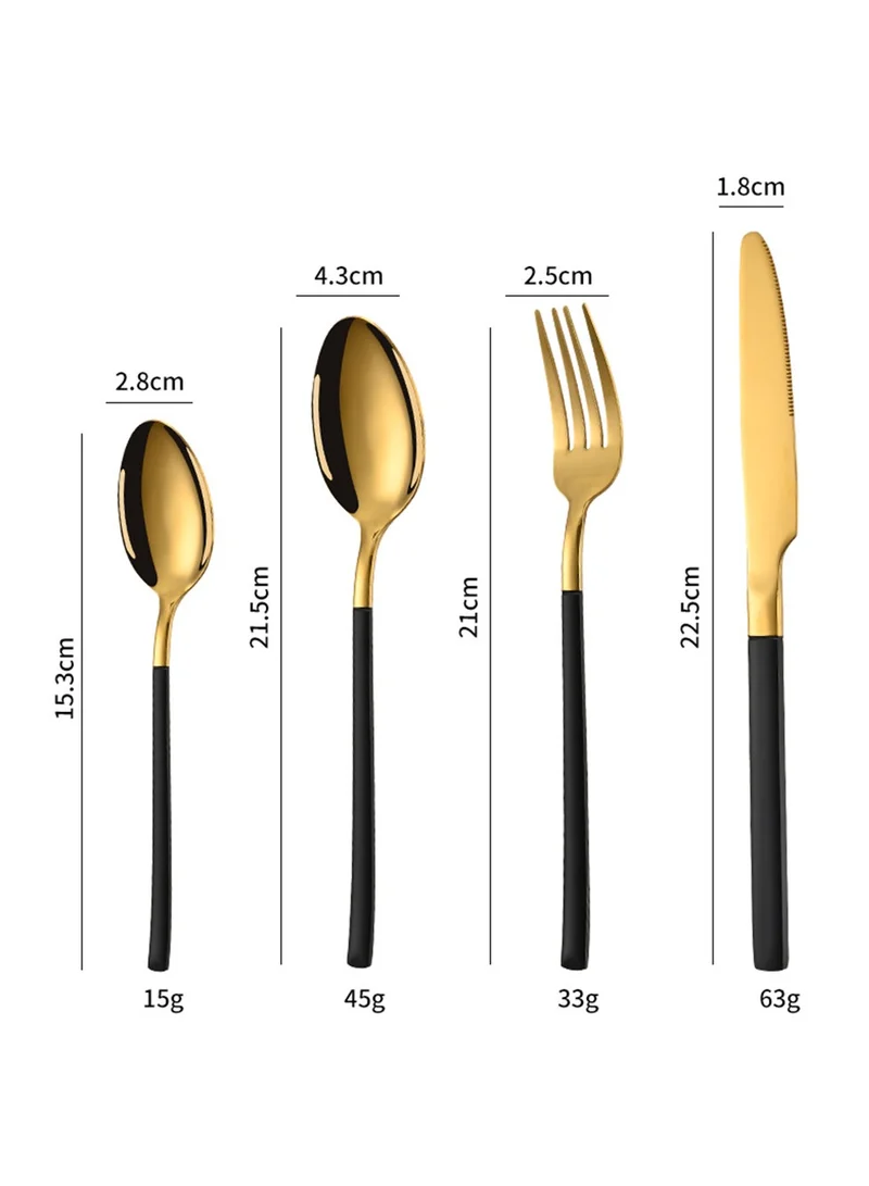 صن هوم SUNHOME 24-Piece Stainless Steel Cutlery Set Gold/Black