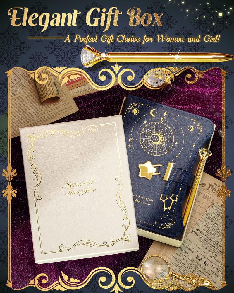 hi!SCI Diary with Lock and Keys for Girls and Women, Locking Diary for Gift Ideas with Gift Box and Pen and Bookmark, Journal for Women with 360 Kraft Pages, B6 Refillable Notebook with Lock for Writing (Midnight Blue) - Image 2