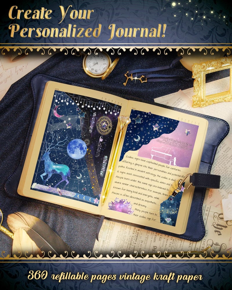 hi!SCI Diary with Lock and Keys for Girls and Women, Locking Diary for Gift Ideas with Gift Box and Pen and Bookmark, Journal for Women with 360 Kraft Pages, B6 Refillable Notebook with Lock for Writing (Midnight Blue) - Image 3