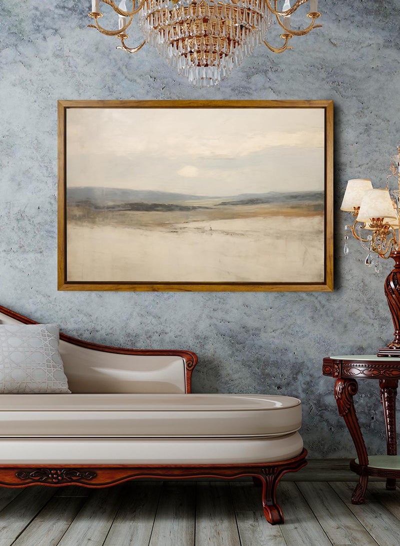 لوحة كانفاس على إطار خشبي بإطار خارجي باللون الخشبي وتصميم منظر كلاسيكي هادئ - Image 3