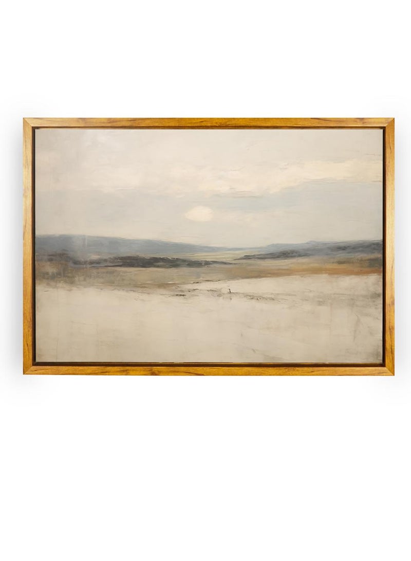 لوحة كانفاس على إطار خشبي بإطار خارجي باللون الخشبي وتصميم منظر كلاسيكي هادئ - Image 5