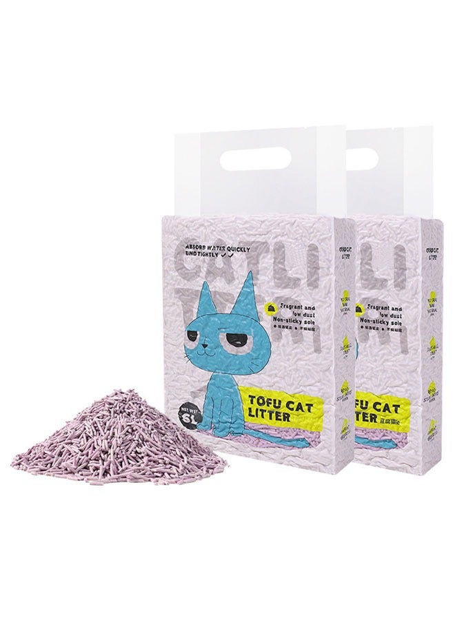 زي سي إم - هابي عبوة من قطعتين من مزيل الروائح الكريهة ورائحة فضلات القطط من التوفو، قابلة للتحلل الحيوي، برائحة طبيعية ناعمة 4.4 كجم (لافندر أرجواني) - Image 1