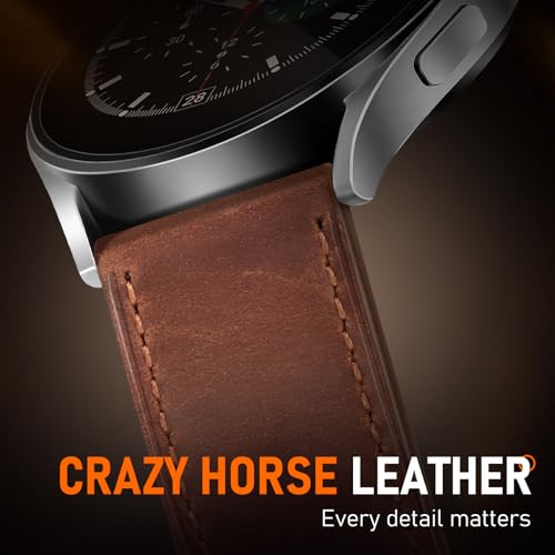 WestEagle Leather Bands for Men Compatible with Samsung Galaxy Watch 7/Watch 6 5 4 40mm 44mm/Watch 6 Classic 47mm 43mm/Galaxy Watch 5 Pro Band 45mm, 20mm Wristband Strap, Chocolate+Black Buckle - Image 3