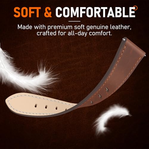 WestEagle Leather Bands for Men Compatible with Samsung Galaxy Watch 7/Watch 6 5 4 40mm 44mm/Watch 6 Classic 47mm 43mm/Galaxy Watch 5 Pro Band 45mm, 20mm Wristband Strap, Chocolate+Black Buckle - Image 5