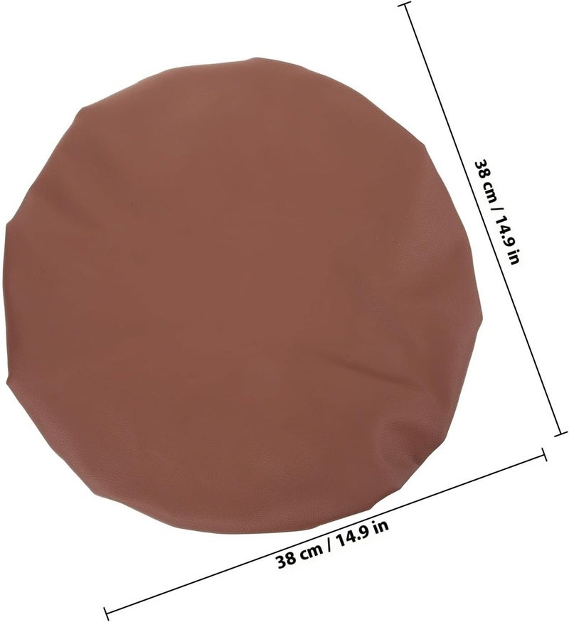 Homoyoyo Elastic Round Bar Stool Cover Leather Seat Protector Coffee 40x10cm Stretchy Dining Chair Slipcover for Bar Chairs and Beauty Salon Stools - Image 2