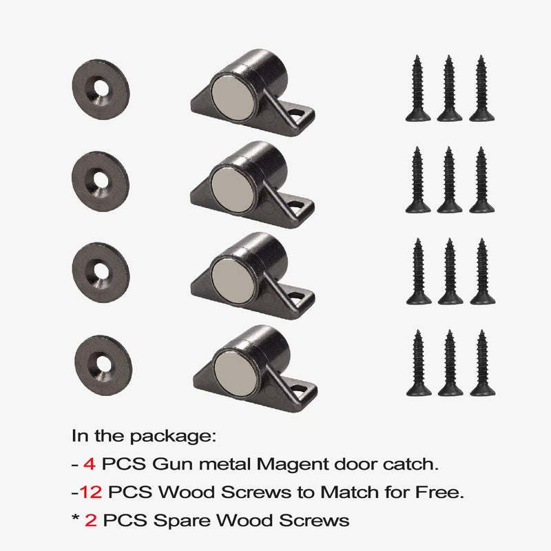 Keenkee 4 Pack Magnetic Cabinet Door Catch with Neodymium Magnet Cabinet Latch Magnetic Closure Hardware for Kitchen Cupboard and Closet Door Closing, Black Tone Gun Metal - Image 4