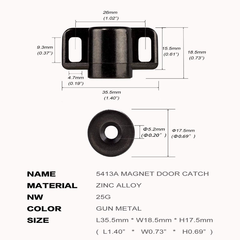 Keenkee 4 Pack Magnetic Cabinet Door Catch with Neodymium Magnet Cabinet Latch Magnetic Closure Hardware for Kitchen Cupboard and Closet Door Closing, Black Tone Gun Metal - Image 2
