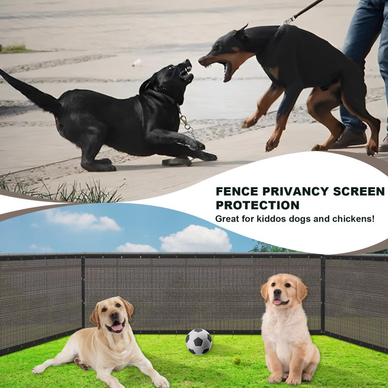 SUNLAX Privacy Fence Screen 3/4/5/6/8FT Heavy Duty Mesh Fence Net Cover with Grommets for Patio Porch Pool Backyard Outdoor, 6x50FT Brown - Image 2