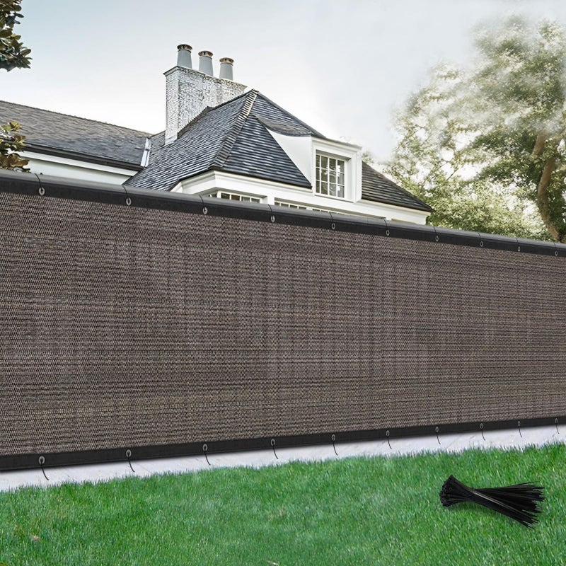 SUNLAX Privacy Fence Screen 3/4/5/6/8FT Heavy Duty Mesh Fence Net Cover with Grommets for Patio Porch Pool Backyard Outdoor, 6x50FT Brown - Image 1