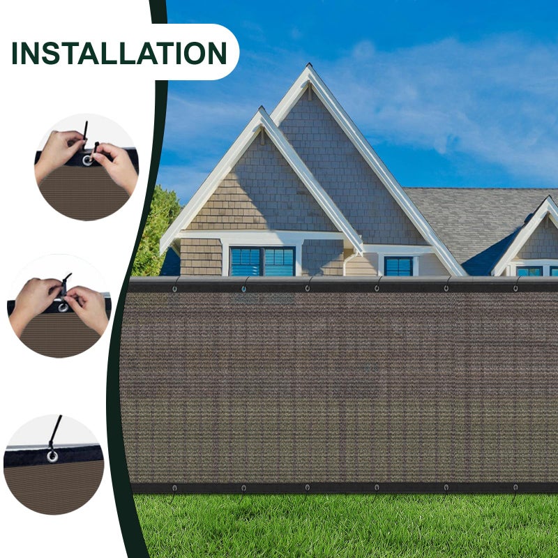 SUNLAX Privacy Fence Screen 3/4/5/6/8FT Heavy Duty Mesh Fence Net Cover with Grommets for Patio Porch Pool Backyard Outdoor, 6x50FT Brown - Image 5