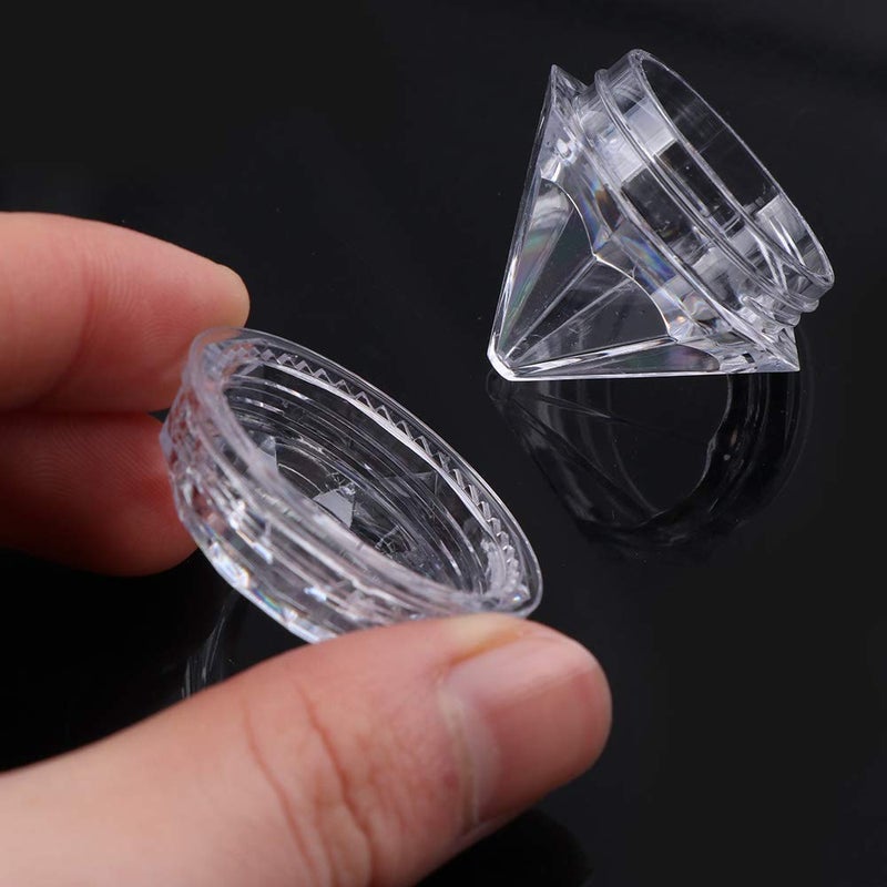 Healthcom 50 Pcs 5 Gram Diamond Shaped Clear Jars Empty Refillable Cosmetic Sample Jars Makeup Plastic Jar With Lid Cosmetic Trial Case Compact Storage Box For Lotion Creams Eyeshadow Nails Powder - Image 4