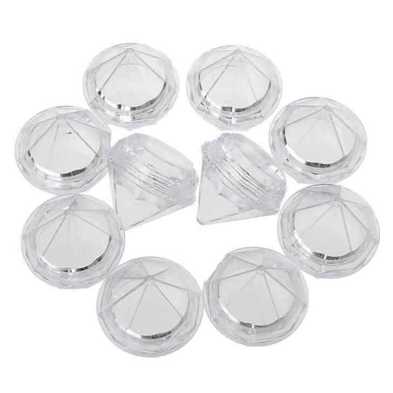 Healthcom 50 Pcs 5 Gram Diamond Shaped Clear Jars Empty Refillable Cosmetic Sample Jars Makeup Plastic Jar With Lid Cosmetic Trial Case Compact Storage Box For Lotion Creams Eyeshadow Nails Powder - Image 1