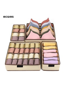ECARES ECARES® Lingerie Organizer Box, Bra Organizer, Closet Organizer Box for Bra, Drawer Organizer, 4 Pcs, Wardrobe Clothes Storage Organizer, Cardboard Foldable Case, Underwear, Panties, Briefs Scarves  - Image 1