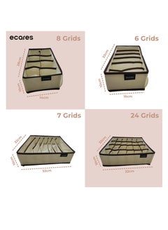 ECARES ECARES® Lingerie Organizer Box, Bra Organizer, Closet Organizer Box for Bra, Drawer Organizer, 4 Pcs, Wardrobe Clothes Storage Organizer, Cardboard Foldable Case, Underwear, Panties, Briefs Scarves  - Image 2