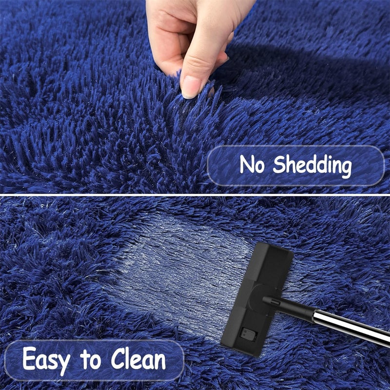 Brownmonkey Faux Sheepskin Fur Area Rugs Round Fur Throw Rug Floor Mat Circular Carpet for Bedroom Soft Circle Kids Play Mat for Nursery (Navy Blue (Mod)) - Image 4