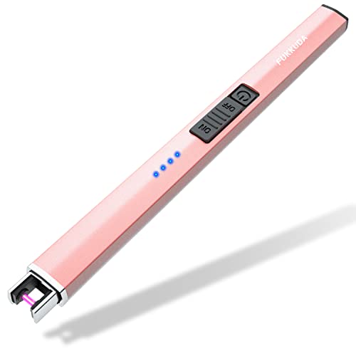 FUKKUDA Electric Candle Lighter with Safety Switch - USB Rechargeable Windproof & Flameless Plasma Arc Lighter for Easter Basket Stuffers (Rose Gold) - Image 1