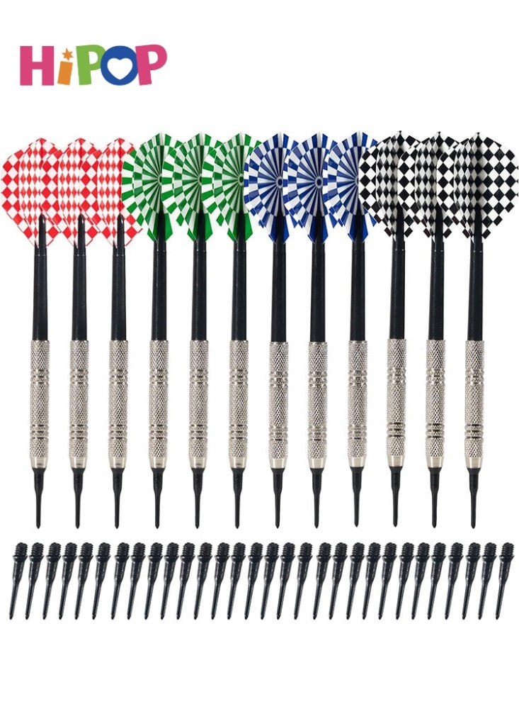 HIPOP 12 x 14g Plastic Tip Darts with 100 Replacement Tips and 24 Wings Professional Set for Electronic Targets Soft and Durable Darts Made of Plastic Material - Image 1
