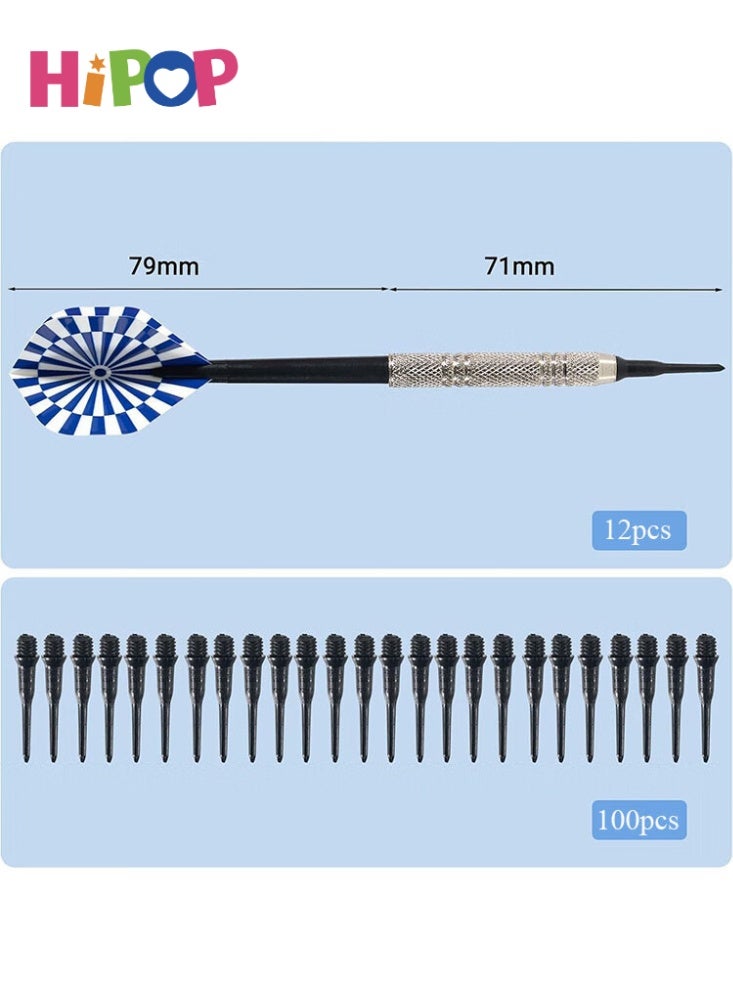HIPOP 12 x 14g Plastic Tip Darts with 100 Replacement Tips and 24 Wings Professional Set for Electronic Targets Soft and Durable Darts Made of Plastic Material - Image 2