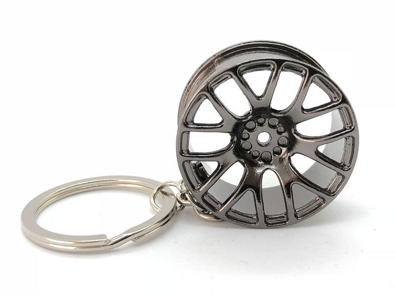 GT//Rotors Five Piece Auto Parts Metal Keychain - Spinning Turbo, Six Speed Manual Gearbox, Wheel Rim, Brake Rotor, Wrench Keychain - Image 3