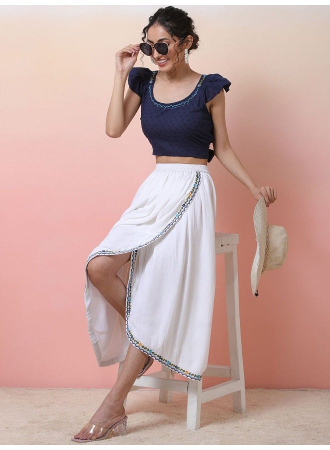 AKS Indigo & White Embroidered Co -Ord Set  - Image 4