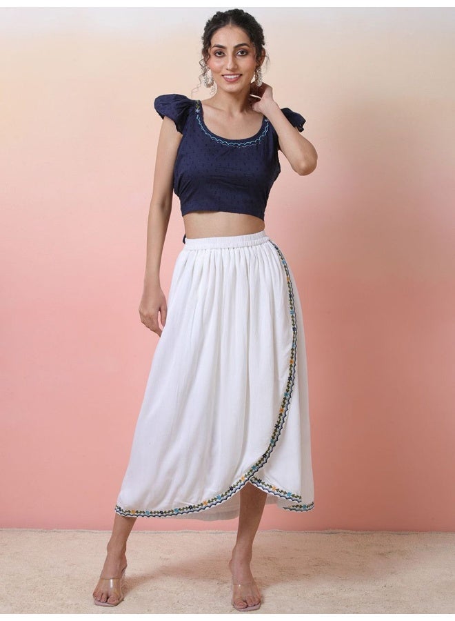AKS Indigo & White Embroidered Co -Ord Set  - Image 1