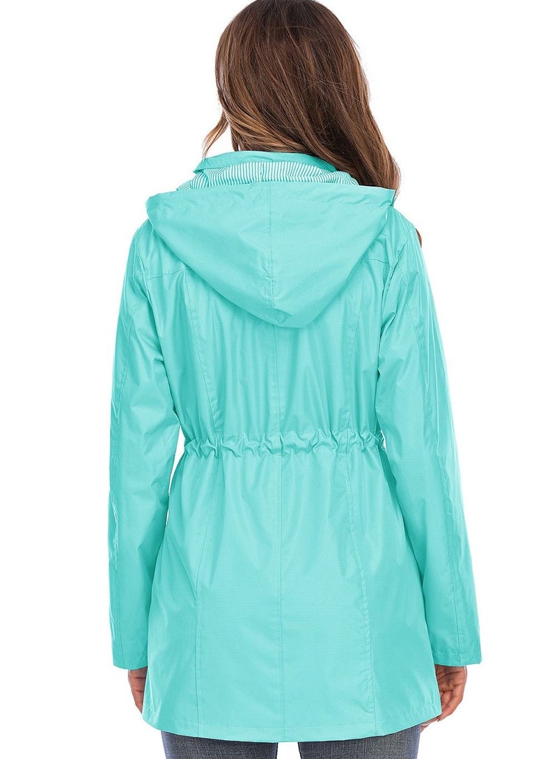 Loquat Outdoor Hooded Waterproof Coat Aqua Blue  - Image 2