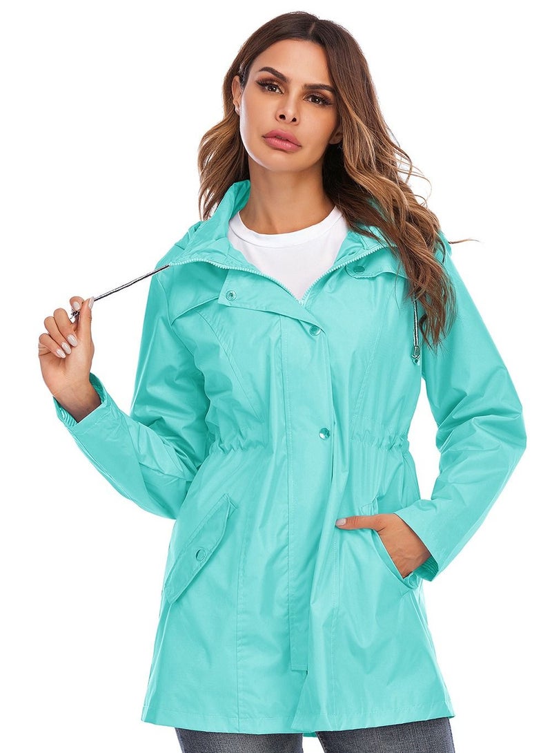 Loquat Outdoor Hooded Waterproof Coat Aqua Blue  - Image 1