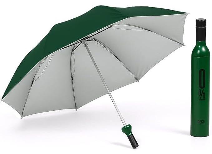 Compact Travel Umbrella for UV and Rain Protection | Double Layer Folding Umbrella with Automatic Opening Mechanism | 98cm Windproof Lightweight Umbrella with Bottle Cover - Image 1