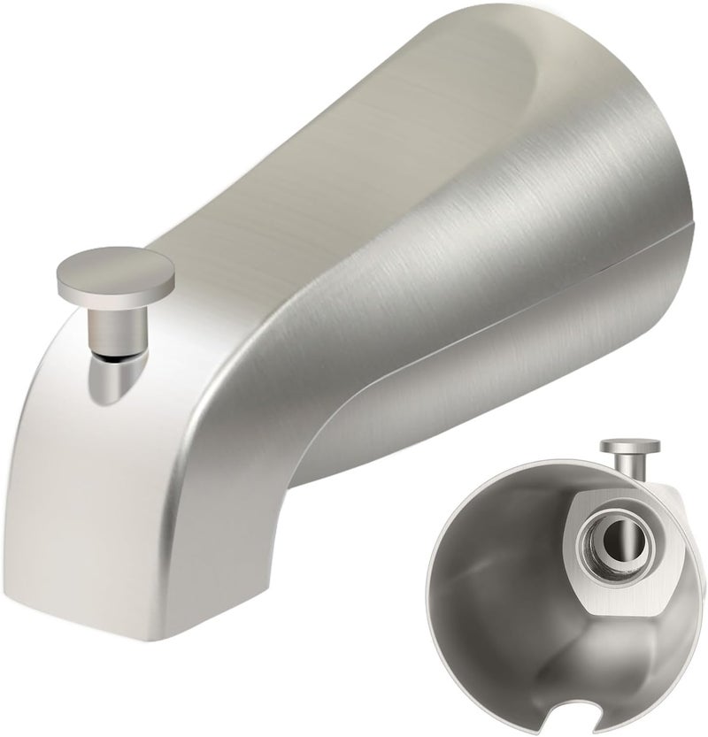 Coolfell 5 1/4 Inch Bathroom Brushed Nickel Tub Spout, Compatible with Westbrass E531D-1F-62, Bathtub Faucet for Wall Front Mount, Tub Spout with Shower Diverter 1/2'' IPS Inside Thread - Image 1