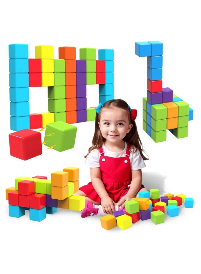 المنزل الذكي هوم سمارت مكعبات مغناطيسية للأطفال الصغار 4.2 سم مكعبات مغناطيسية مكعبة ذات حواف مستديرة ناعمة وضوضاء اهتزاز ممتعة هدية مثالية للأطفال. - Image 1