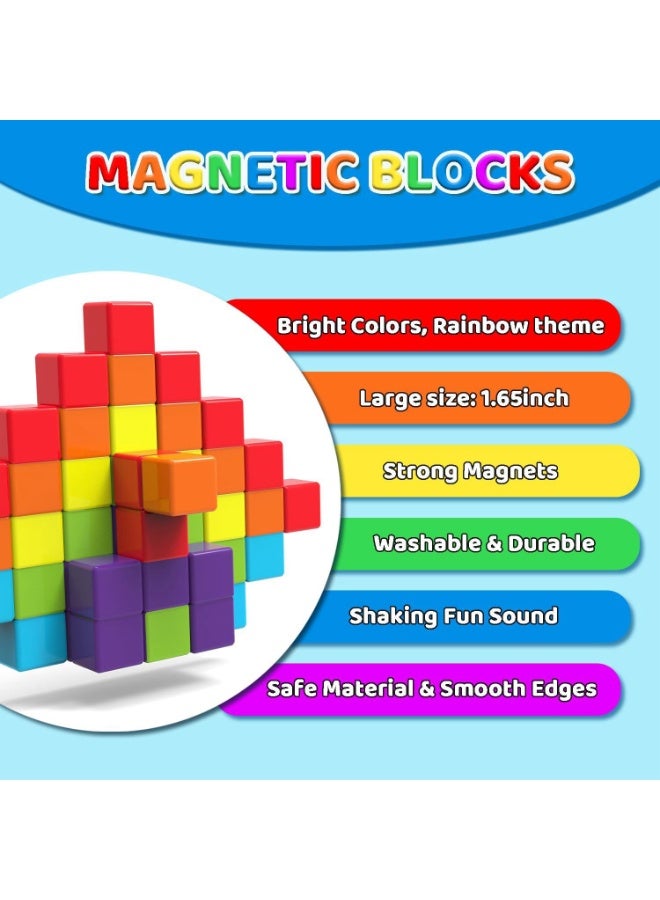 المنزل الذكي هوم سمارت مكعبات مغناطيسية للأطفال الصغار 4.2 سم مكعبات مغناطيسية مكعبة ذات حواف مستديرة ناعمة وضوضاء اهتزاز ممتعة هدية مثالية للأطفال. - Image 4