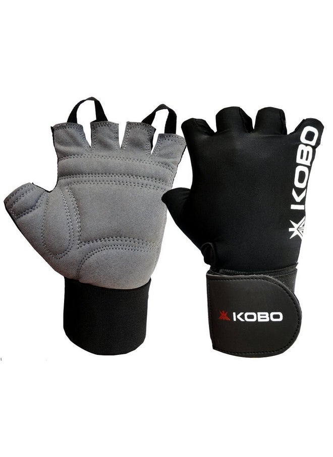 كوبو قفازات رياضية Kobo Spandex Wtg-09 مع دعم للمعصم، مقاس متوسط (أسود)  - Image 1