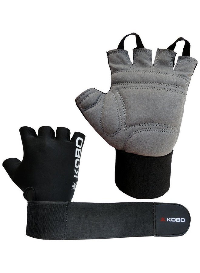 كوبو قفازات رياضية Kobo Spandex Wtg-09 مع دعم للمعصم، مقاس متوسط (أسود)  - Image 4