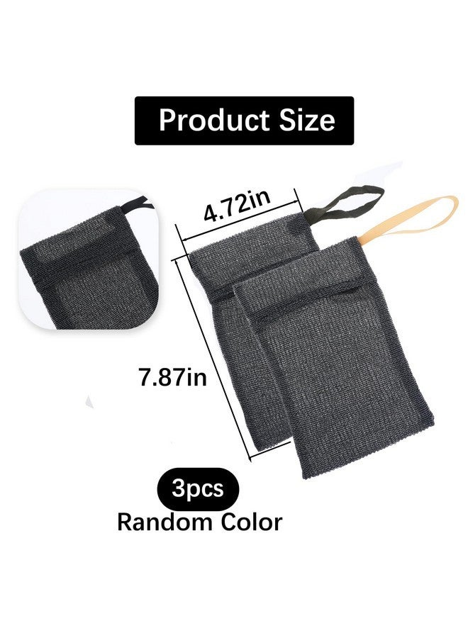 COMNICO 3PCS Soap Bag Exfoliating Soap Saver Pocket, Nylon Mesh Bar Soap Foam Lather Pouch Drying Soap Holder Body Scrubber Rough Sponge Exfoliator for Bath Shower - Image 2