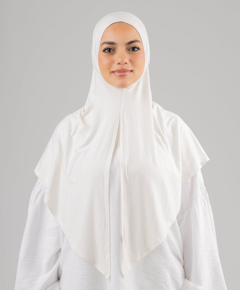 طرحة سريعة وسهلة التركيب من القطن والليكرا — لون أبيض لؤلؤي