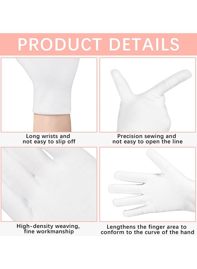 12Pairs White Cotton Gloves for Dry Hands Sleeping, MenWomen Soft Sleep Gloves for Eczema and Moisturizing Overnight, Stretchable SPA Glove Costume for Coin Jewelry Inspection, Art handling - Image 3