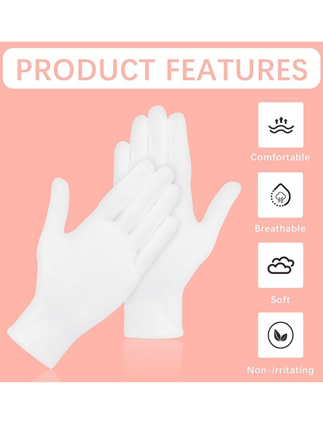 12Pairs White Cotton Gloves for Dry Hands Sleeping, MenWomen Soft Sleep Gloves for Eczema and Moisturizing Overnight, Stretchable SPA Glove Costume for Coin Jewelry Inspection, Art handling - Image 5