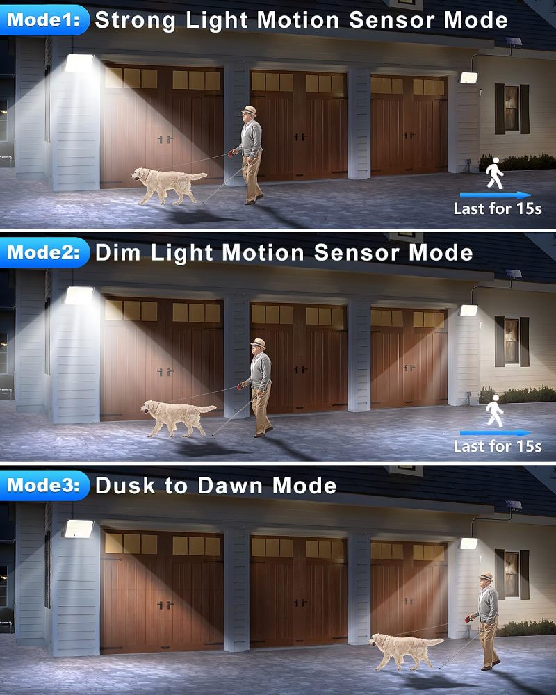 Split Solar Motion Sensor Lights: 4pcs 172 LED IP65 Waterproof ABS Material - 180° Wide Detection 3 Lighting Modes Solar Outdoor Lights for Front Doors Backyards Porches Driveways - Image 3