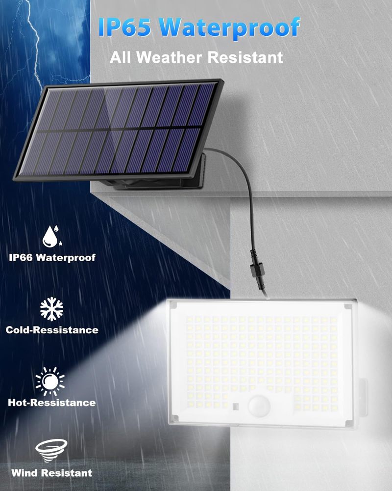 Split Solar Motion Sensor Lights: 4pcs 172 LED IP65 Waterproof ABS Material - 180° Wide Detection 3 Lighting Modes Solar Outdoor Lights for Front Doors Backyards Porches Driveways - Image 5
