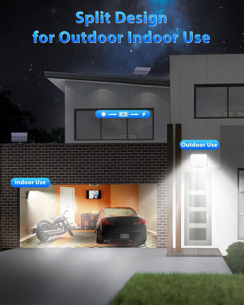 Split Solar Motion Sensor Lights: 4pcs 172 LED IP65 Waterproof ABS Material - 180° Wide Detection 3 Lighting Modes Solar Outdoor Lights for Front Doors Backyards Porches Driveways - Image 2