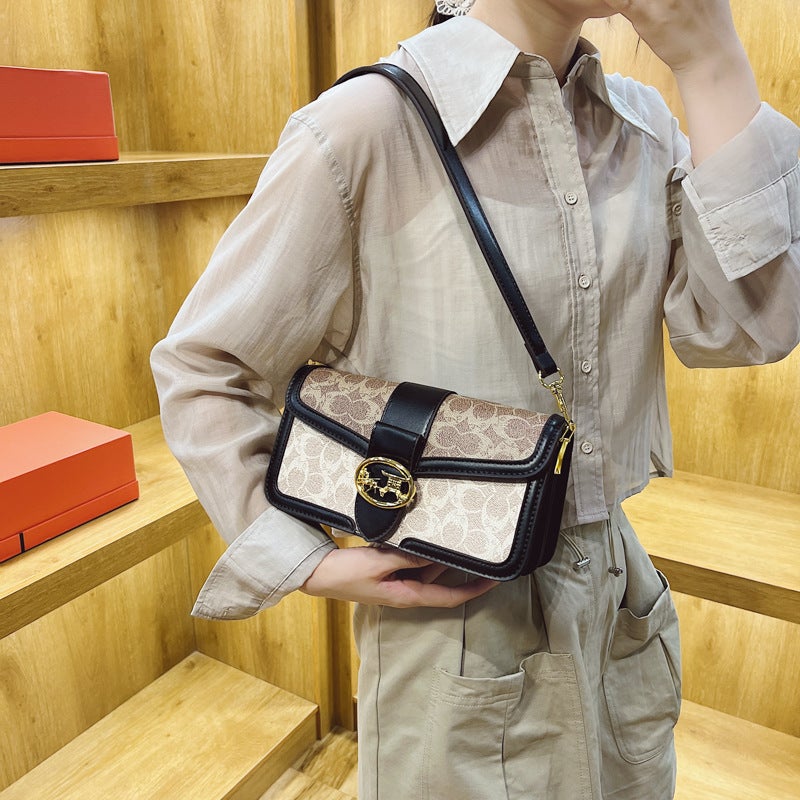 French Retro Printed Bag Women'S Fashion Contrast Color Single Room Small Square Bag Crossbody Bag High-End Sense - Image 5