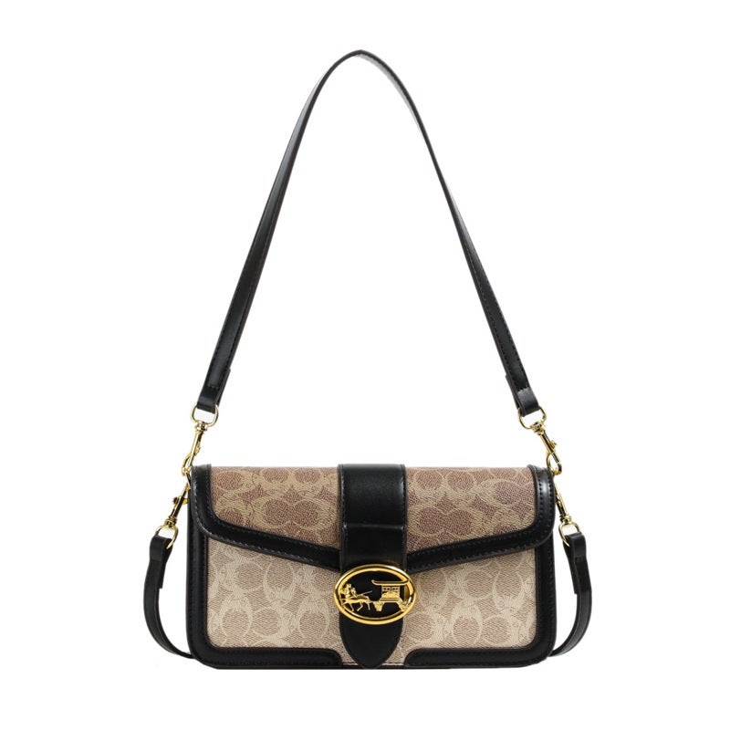 French Retro Printed Bag Women'S Fashion Contrast Color Single Room Small Square Bag Crossbody Bag High-End Sense - Image 1