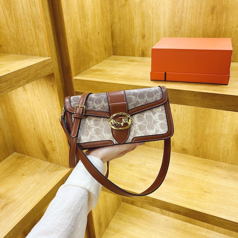 French Retro Printed Bag Women'S Fashion Contrast Color Single Room Small Square Bag Crossbody Bag High-End Sense - Image 2