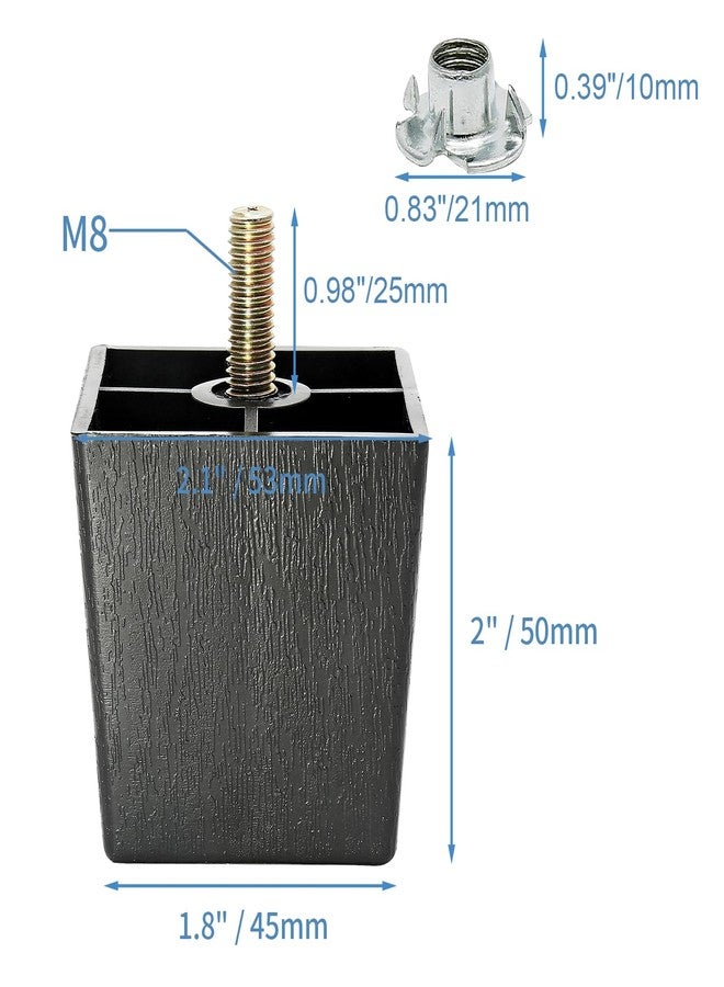 Murtenze 4Pack 2 inch Sofa Legs, Square Tapered Plastic Couch Legs Replacement Furniture Legs with M8 Hanger Bolts for Chair Sofa Dresser Cabinet Loveseats Ottoman Bed - Image 3