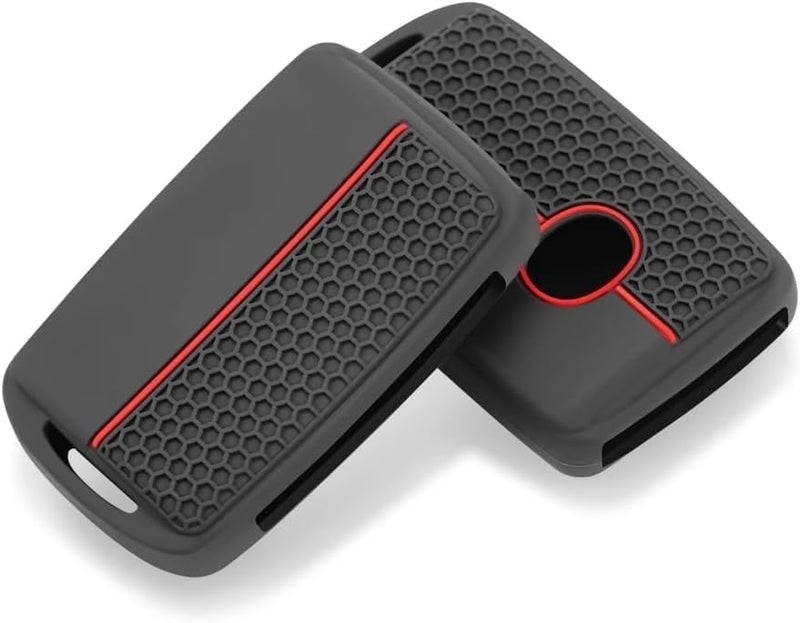 ShabeEat Car Key Cover Compatible with Mazda 3-Button CX30 CX50 CX60 CX90 MX-30 Keys Cover - Silicone Protective Car Key Fob Case - Black/Red - Image 3