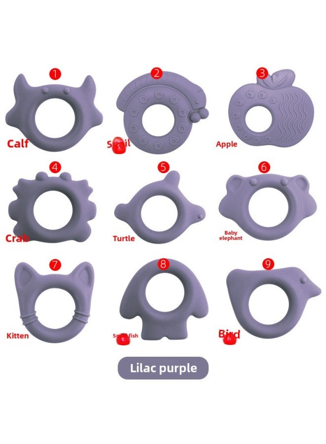 Baby Gum Animal Bracelet Food Grade Bite Boiled Baby Grinding Stick Teething Toy In Stock-Color:Lilac-Specifications:⑧ Small Fish Tooth Gel  - Image 1