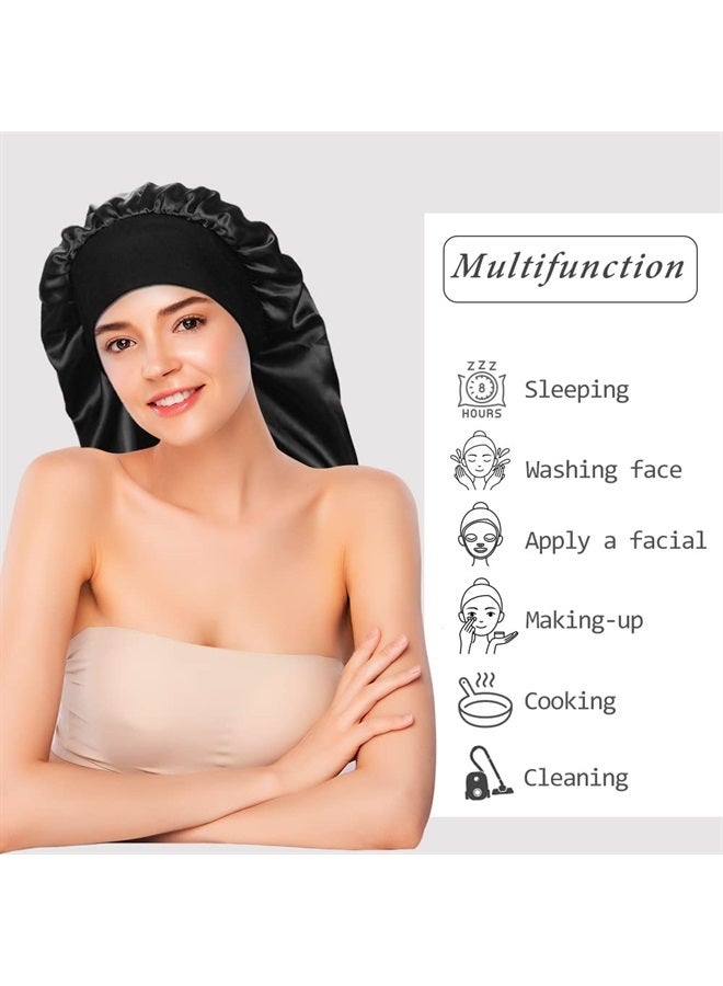 YOHITOP 2 Pieces Long Silky Sleep Bonnet for Curly Hair, Extra Large Women Hair Bonnets Long Dreadlocks and Braids Satin Sleeping Caps Night Cap for Hair Care Multicolor - Image 2