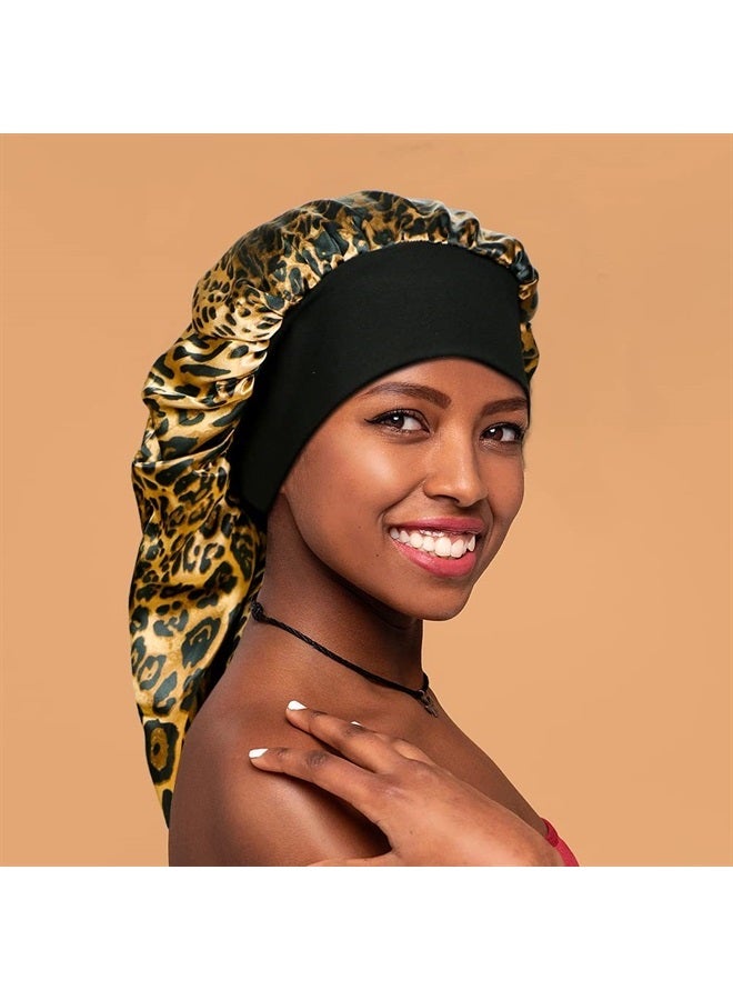 YOHITOP 2 Pieces Long Silky Sleep Bonnet for Curly Hair, Extra Large Women Hair Bonnets Long Dreadlocks and Braids Satin Sleeping Caps Night Cap for Hair Care Multicolor - Image 3